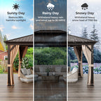 12' X 16' Double-Roof Hardtop Gazebo with Galvanized Steel Roof