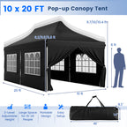 10 X 20 Feet Pop up Canopy with 6 Sidewalls Windows and Carrying Bag