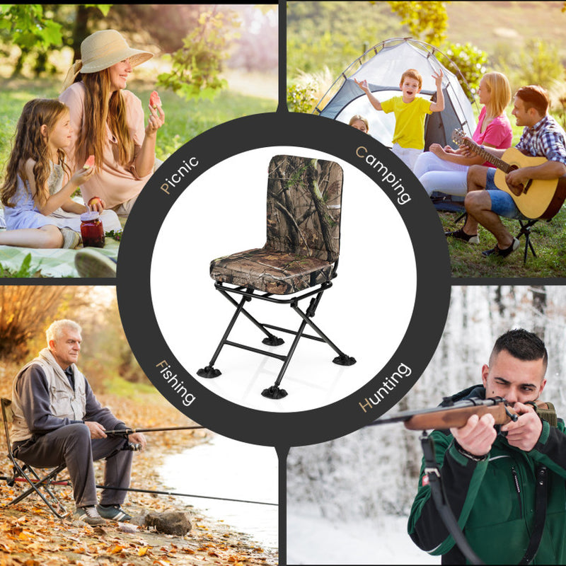 Swivel Folding Chair with Backrest and Padded Cushion