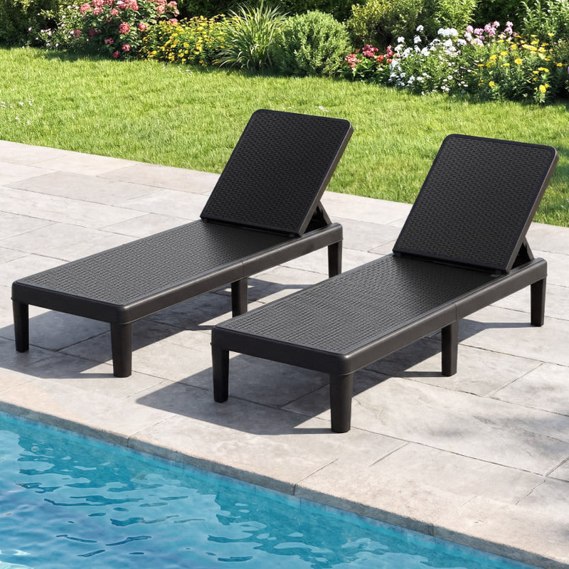 Outdoor Chaise Lounger Chair with Waterproof Rattan Textured PP Surface and 330 Lbs Capacity