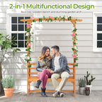 6.5 FT Tall Patio Garden Arbor with Pergola and 2-Seat Bench for Garden Backyard Decoration