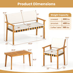 4 Piece Patio Furniture Set with Coffee Table for Backyard and Garden
