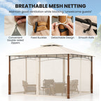 12 X 10 Feet Outdoor Patio Gazebo with Netting and 2-Tier Canopy Roof