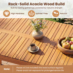 5 Pieces Acacia Wood Dining Set with Outdoor Table and Rattan Chairs for 4 Persons