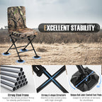 Swivel Folding Chair with Backrest and Padded Cushion