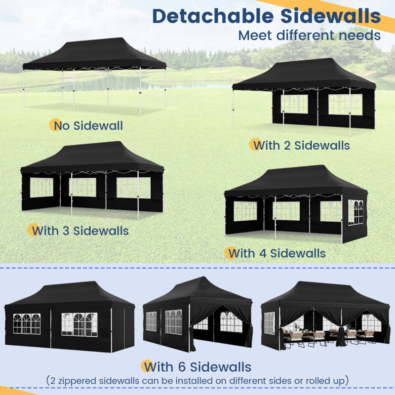 10 X 20 Feet Pop up Canopy with 6 Sidewalls Windows and Carrying Bag
