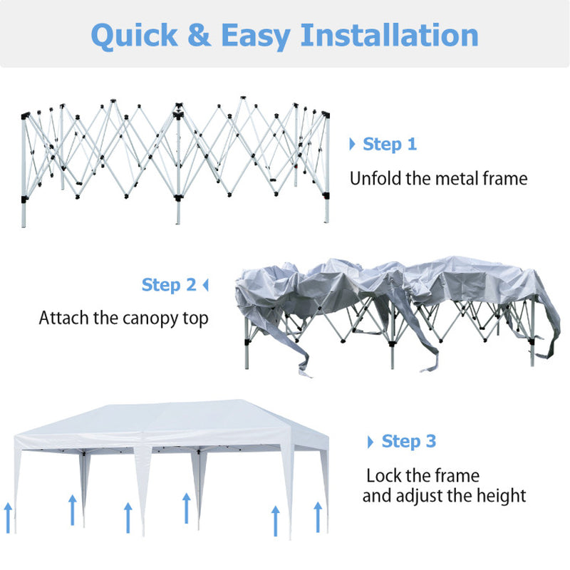 10 X 20 FT Pop up Canopy Tent with Carry Bag for Party BBQ