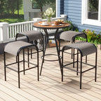 5 Pieces Outdoor round Bar Table Set with 1.6 Inches Umbrella Hole