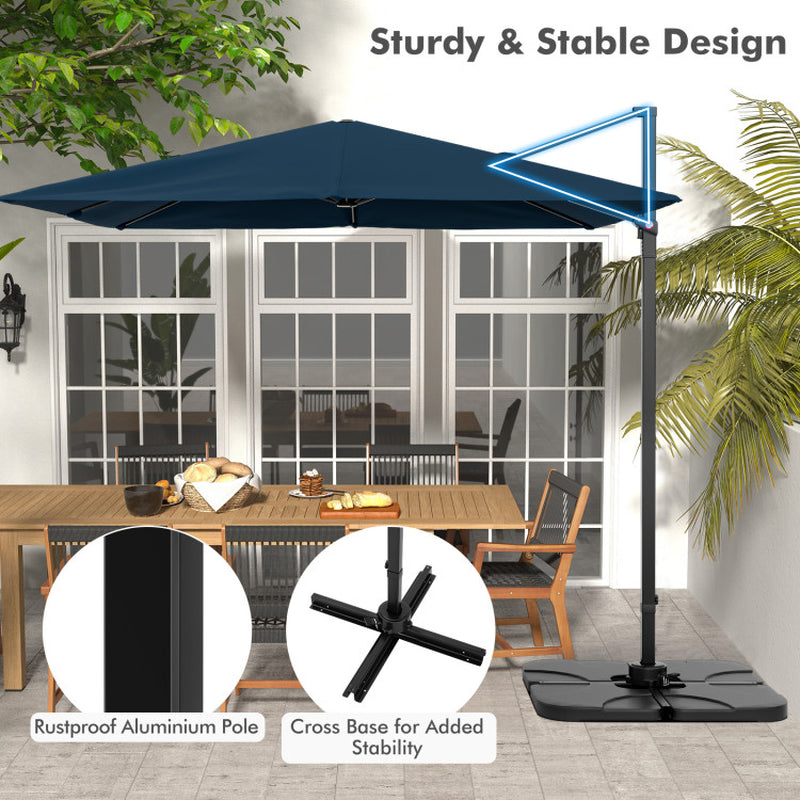 9.5 Feet Square Patio Cantilever Umbrella with 360° Rotation
