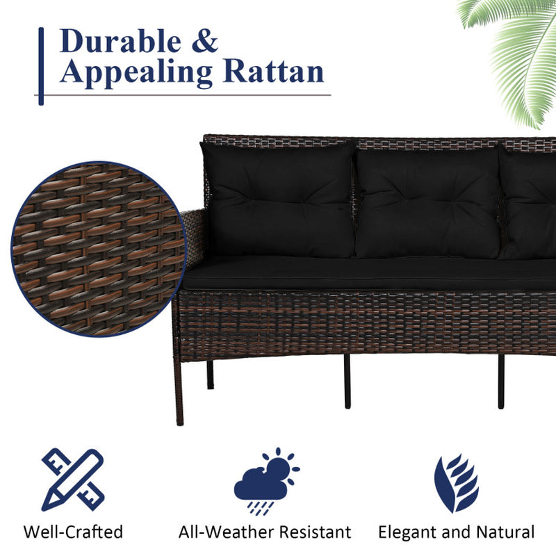 3 Pieces Patio Furniture Sectional Set with 5 Cozy Cushions