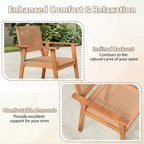 5 Pieces Acacia Wood Dining Set with Outdoor Table and Rattan Chairs for 4 Persons