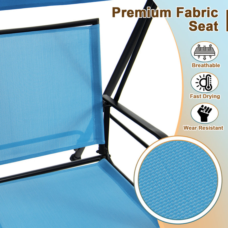 2-Seat Outdoor Canopy Swing with Comfortable Fabric Seat and Heavy-Duty Metal Frame