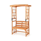 6.2 FT Tall Patio Garden Arbor with Pergola and 2-Seat Bench for Garden Lawn Backyard Decoration