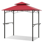 8 X 5 Feet Outdoor Grill Gazebo with 2 Side Shelves and 10 Hooks