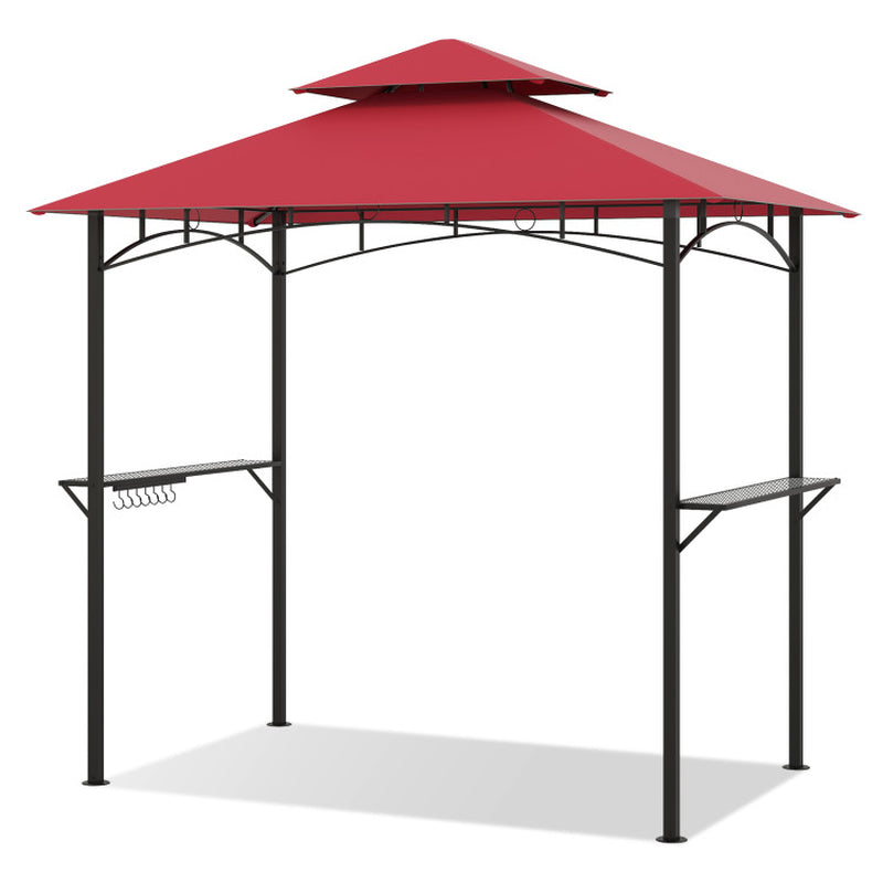 8 X 5 Feet Outdoor Grill Gazebo with 2 Side Shelves and 10 Hooks