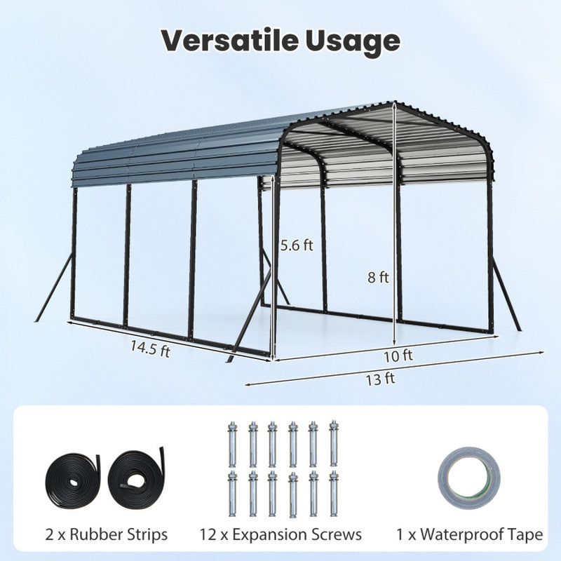 10 X 14.5 FT Heavy-Duty Carport Outdoor Galvanized Steel Garage Car Shelter with Leak-Proof Roof