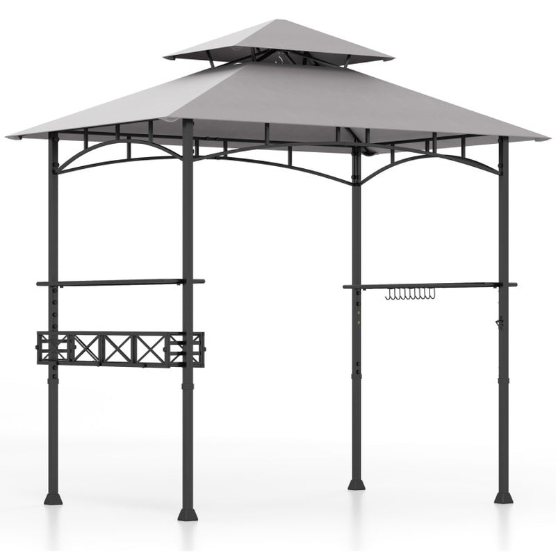 8 X 5 Feet Outdoor Grill Gazebo with 2 Side Shelves and 10 Hooks