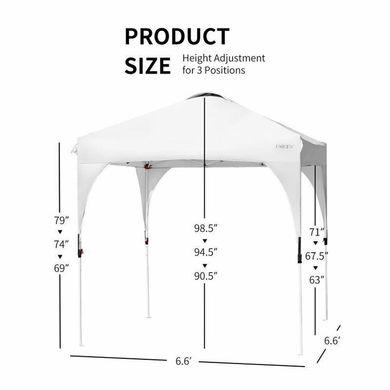 6.6 X 6.6 Feet Outdoor Pop up Height Adjustable Canopy Tent with Roller Bag