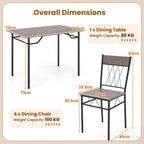 5-Piece Dining Table Set for 4 with Kitchen Table and 4 Dining Chairs
