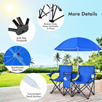 Portable Folding Picnic Double Chair with Removable Umbrella