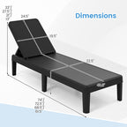 Outdoor Chaise Lounger Chair with Waterproof Rattan Textured PP Surface and 330 Lbs Capacity