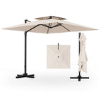 9.5 Feet Square Patio Cantilever Umbrella with 360° Rotation