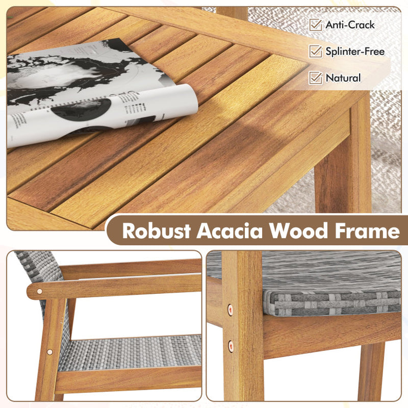 4-Piece Patio Furniture Set with Loveseat Single Chairs and Coffee Table
