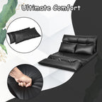 Foldable PU Leather Leisure Floor Sofa Bed with 2 Pillows