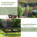 Vertical Raised Garden Bed with 7 Planter Boxes and Storage Baskets