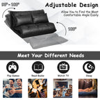 Foldable PU Leather Leisure Floor Sofa Bed with 2 Pillows
