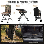 Swivel Folding Chair with Backrest and Padded Cushion