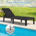 Outdoor Chaise Lounger Chair with Waterproof Rattan Textured PP Surface and 330 Lbs Capacity