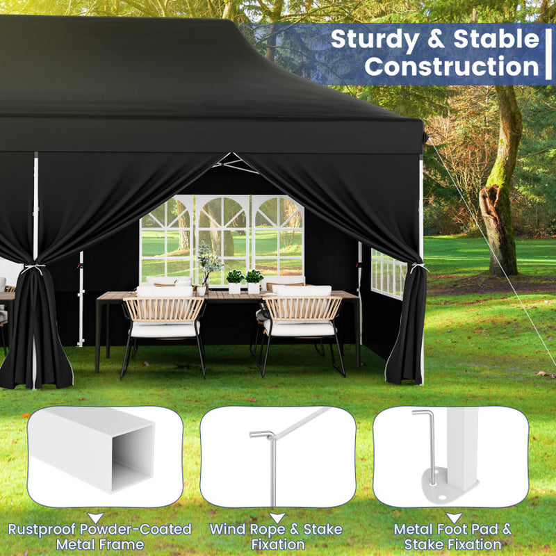 10 X 20 Feet Pop up Canopy with 6 Sidewalls Windows and Carrying Bag