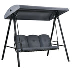 Outdoor 3-Seat Porch Swing with Adjust Canopy and Cushions