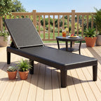 Outdoor Chaise Lounger Chair with Waterproof Rattan Textured PP Surface and 330 Lbs Capacity