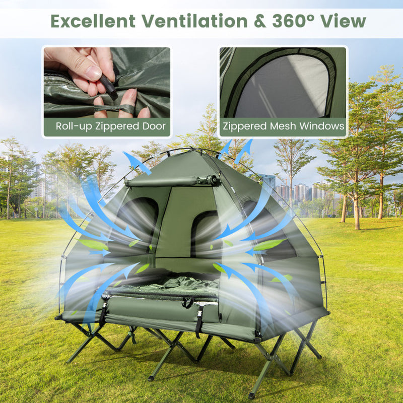 5-In-1 2-Person Foldable Outdoor Camping Tent Cot with Air Mattress and Sleeping Bag
