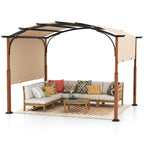 10 X 12 FT Outdoor Retractable Pergola with Retractable Canopy for Patio