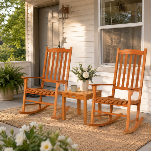 Solara Eucalyptus Patio Rocking Chair Set